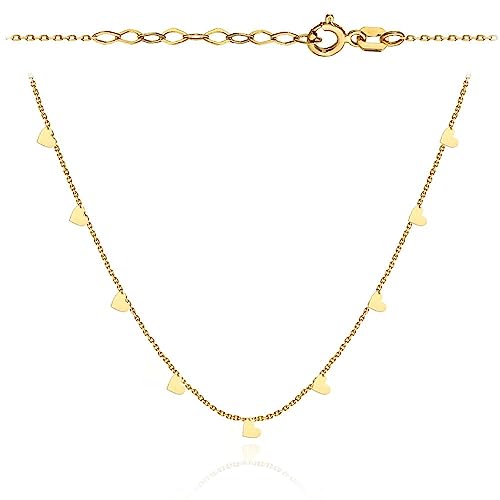 Goldene Damen Halskette 585 14k Gold Gelbgold Kette mit Anhänger Herz von Lumari Gold