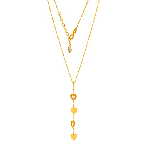 Goldene Damen Halskette 585 14k Gold Gelbgold Kette mit Anhänger Y-Kette Herz Kugel Zirkonia Gravur von Lumari Gold