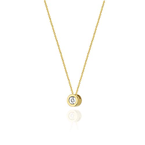 Goldene Damen Halskette 585 14k Gold Gelbgold Weißgold Kette mit Anhänger Kreis natürlicher echt Diamanten Brillanten Gravur von Lumari Gold