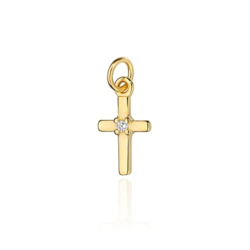 Lumari Gold Kreuz Zirkonia Anhänger Gold Gelbgold 585 14K Goldanhänger Kettenanhänger für Damen Mädchen Jungen Kinder von Lumari Gold