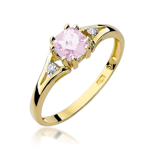 Lumari Gold - Damen Solitär Versprechen Ring Verlobungsring Damen Ring Gold 585 Echtgold 14k Gold mit natürlichem Diamanten Pink Topas Gemstone Gelbgold - Ringe Frauen - Hochwertiges Geschenk von Lumari Gold