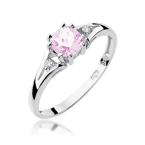 Lumari Gold - Damen Solitär Versprechen Ring Verlobungsring Damen Ring Gold 585 Echtgold 14k Gold mit natürlichem Diamanten Pink Topas Gemstone Weißgold - Ringe Frauen - Hochwertiges Geschenk von Lumari Gold