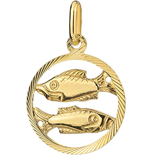 Lumari Gold Goldanhänger Kettenanhänger Gold Gelbgold 585 14K Halssmuck Anhänger Tierkreiszeichen Fische für Damen Mädchen Jungen von Lumari Gold