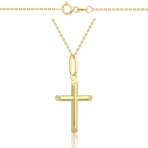 Lumari Gold Goldene Damen Halskette 333 8k Gold Gelbgold Kette mit Anhänger Kreuz Gravur von Lumari Gold