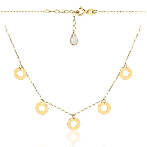 Lumari Gold Goldene Damen Halskette 585 14k Gold Gelbgold Kette mit Anhänger Kreis von Lumari Gold
