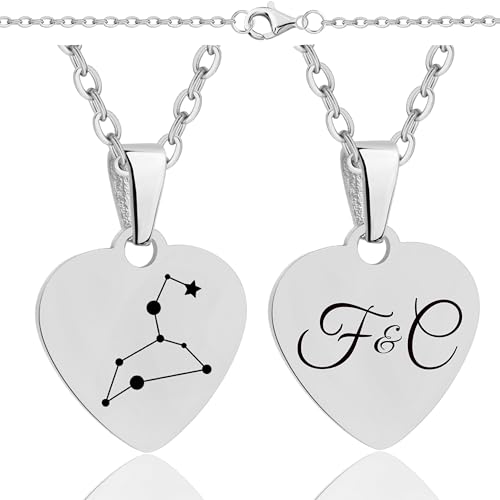 Lumari Gold Personalisierte Sternbild-Halskette in Herzform – Edelstahl Anhänger Silber mit Gravur Konstellation, Hypoallergen & Langlebig – Geschenk für Frauen, Partner & Familie von Lumari Gold