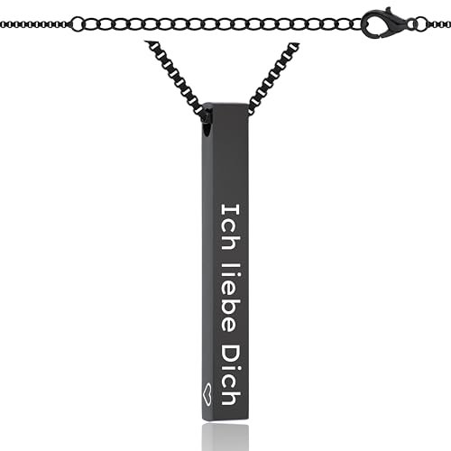 Lumari Gold Personalisierte Halskette mit Gravur - Edelstahl Anhänger, Wunschgravur Namenskette für Damen & Herren - Hypoallergener Schmuck Geschenk, Schwarz von Lumari Gold