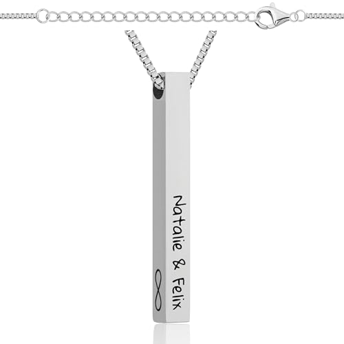 Lumari Gold Personalisierte Halskette mit Gravur - Edelstahl Anhänger, Wunschgravur Namenskette für Damen & Herren - Hypoallergener Schmuck Geschenk, Silber von Lumari Gold