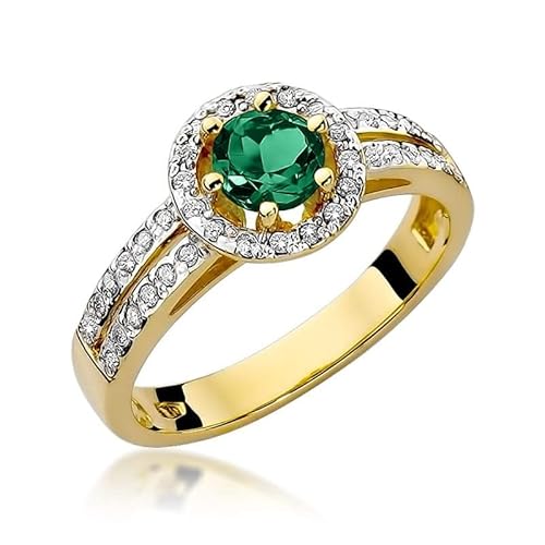 Lumari Gold - Verlobungsring Damen Ring Gold 585 Echtgold 14k Gelbgold mit natürlichem Diamanten Damen Solitär Versprechen Ring Smaragd Edelstein - Ringe Frauen von Lumari Gold