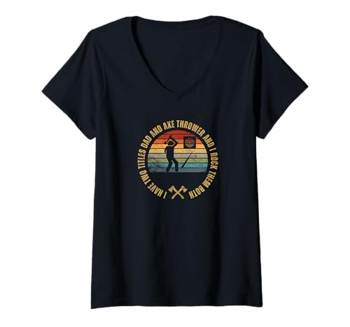 Damen Axt Werfer und Papa Proud Men Lustiges Beil Axt Werfen T-Shirt mit V-Ausschnitt Damen Axt Werfer und Papa Proud Men Lustiges Beil Axt Werfen T-Shirt mit V-Ausschnitt von Lumber Jack Costume Men And Women
