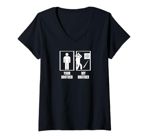 Damen Beil Werfer Dein Bruder Mein Bruder Lustiger Axt Werfen T-Shirt mit V-Ausschnitt Damen Beil Werfer Dein Bruder Mein Bruder Lustiger Axt Werfen T-Shirt mit V-Ausschnitt von Lumber Jack Costume Men And Women