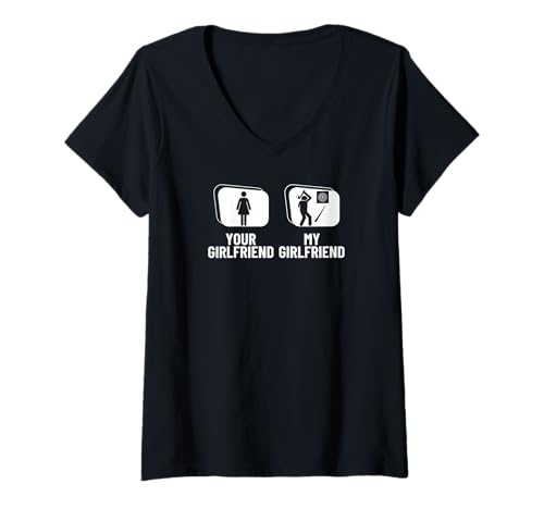 Damen Beil Werfer Deine Freundin Meine Freundin Axt Werfen T-Shirt mit V-Ausschnitt Damen Beil Werfer Deine Freundin Meine Freundin Axt Werfen T-Shirt mit V-Ausschnitt von Lumber Jack Costume Men And Women