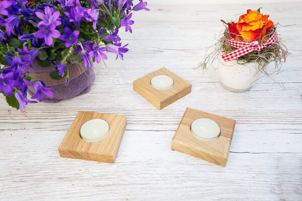 Lumboak Teelichthalter Holz - minimalistisch und schlicht (Eichenholz) von Lumboak
