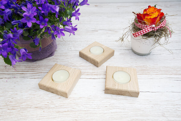 Lumboak Teelichthalter Holz - minimalistisch und schlicht (Eichenholz) von Lumboak