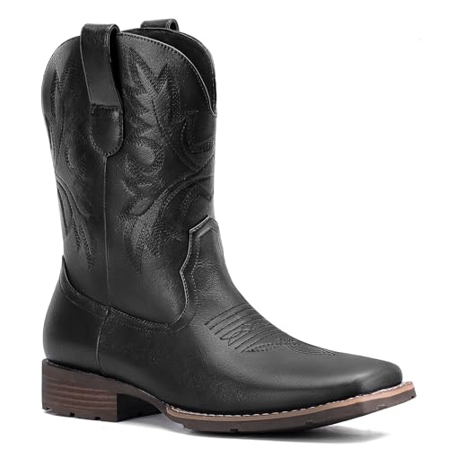 Lumeheel Cowboystiefel für Herren – Western-Herrenstiefel mit klassischer Stickerei, Schlupfstiefel mit quadratischer Zehenpartie, rutschfest, Landhausstiefel, dicker Absatz, langlebig, kurze Stiefel Lumeheel Cowboystiefel für Herren – Western-Herrenstiefel mit klassischer Stickerei, Schlupfstiefel mit quadratischer Zehenpartie, rutschfest, Landhausstiefel, dicker Absatz, langlebig, kurze Stiefel von Lumeheel