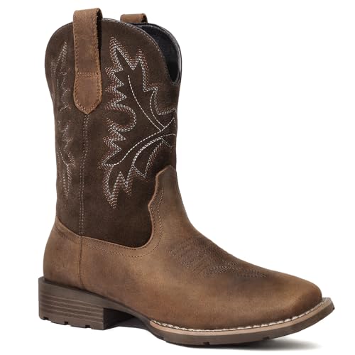 Lumeheel Cowboystiefel für Herren – Western-Herrenstiefel mit klassischer Stickerei, Schlupfstiefel mit quadratischer Zehenpartie, rutschfest, Landhausstiefel, dicker Absatz, langlebig, kurze Stiefel Lumeheel Cowboystiefel für Herren – Western-Herrenstiefel mit klassischer Stickerei, Schlupfstiefel mit quadratischer Zehenpartie, rutschfest, Landhausstiefel, dicker Absatz, langlebig, kurze Stiefel von Lumeheel