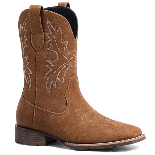 Lumeheel Cowboystiefel für Herren – Western-Herrenstiefel mit klassischer Stickerei, Schlupfstiefel mit quadratischer Zehenpartie, rutschfest, Landhausstiefel, dicker Absatz, langlebig, kurze Stiefel Lumeheel Cowboystiefel für Herren – Western-Herrenstiefel mit klassischer Stickerei, Schlupfstiefel mit quadratischer Zehenpartie, rutschfest, Landhausstiefel, dicker Absatz, langlebig, kurze Stiefel von Lumeheel