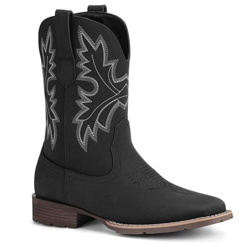 Lumeheel Cowboystiefel für Herren – Western-Herrenstiefel mit klassischer Stickerei, Schlupfstiefel mit quadratischer Zehenpartie, rutschfest, Landhausstiefel, dicker Absatz, langlebig, kurze Stiefel Lumeheel Cowboystiefel für Herren – Western-Herrenstiefel mit klassischer Stickerei, Schlupfstiefel mit quadratischer Zehenpartie, rutschfest, Landhausstiefel, dicker Absatz, langlebig, kurze Stiefel von Lumeheel