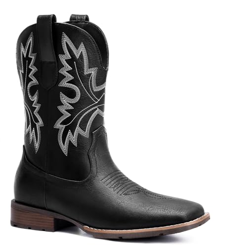 Lumeheel Cowboystiefel für Herren – Western-Herrenstiefel mit klassischer Stickerei, Schlupfstiefel mit quadratischer Zehenpartie, rutschfest, Landhausstiefel, dicker Absatz, langlebig, kurze Stiefel Lumeheel Cowboystiefel für Herren – Western-Herrenstiefel mit klassischer Stickerei, Schlupfstiefel mit quadratischer Zehenpartie, rutschfest, Landhausstiefel, dicker Absatz, langlebig, kurze Stiefel von Lumeheel