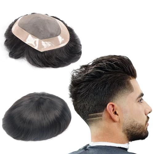 Toupee Herren-Perücke, mit Spitze, für Herren, 13,7 x 17,8 cm Lumeng von Lumeng