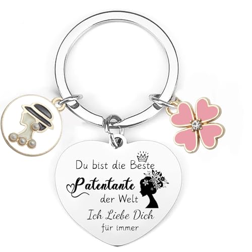 Lumengqi Patentante Geschenk, Schlüsselanhänger Patentante, Patentante Fragen, Beste Patentante Geschenk Weihnachten Erntedankfest Neuesjahr - Glück ist eine Patentante wie dich zu haben (2) von Lumengqi