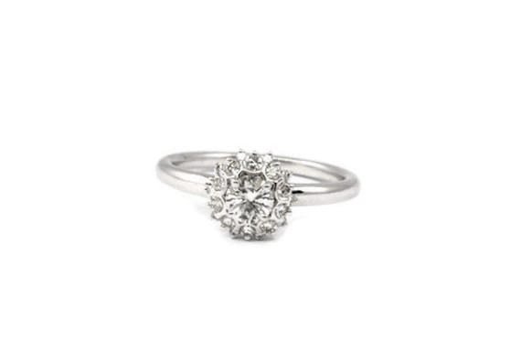 Jahrestag Ring 14 K Weissgold Diamant, Diamant-Ring, Diamant-Cluster-Ring, Verlobungsring Jahrestag Ring 14 K Weissgold Diamant, Diamant-Ring, Diamant-Cluster-Ring, Verlobungsring von LumiJewelryStore