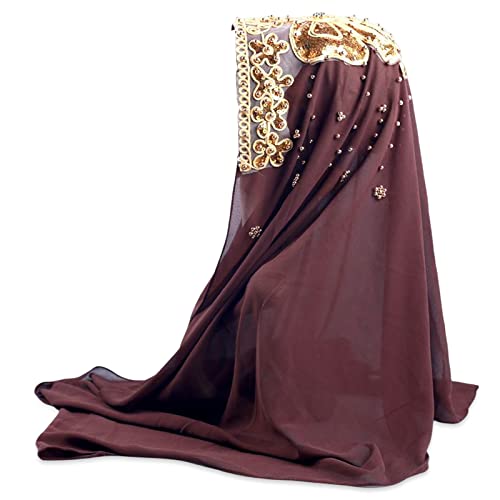 LumiSyne Chiffon Hijab Für Muslimische Damen Einfarbiger Jersey Hijab Mit Gold Glitzert Perlen Weich Kopftuch Wrap Langer Schal Halstuch Volle Abdeckung Turban Khimar von LumiSyne