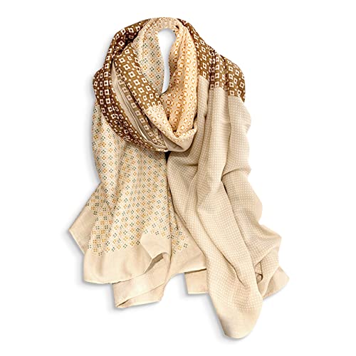 LumiSyne Damen Baumwoll Leinen Schal Buchstaben Blume Gedruckt Mode Stil Damenschals Leicht Und Weich Lange Halstucher Große Schal Warme Sonnenschut Stola Wraps Ganzjährig von LumiSyne