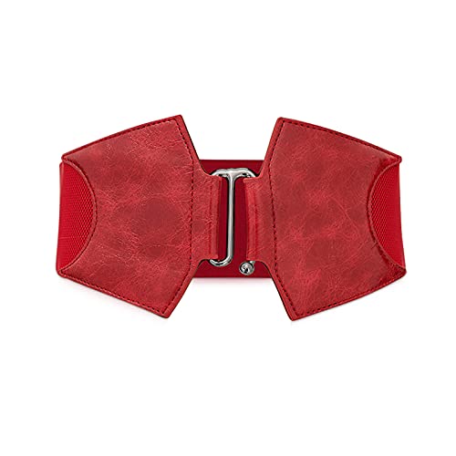 LumiSyne Damen Breit Elastischer Gürtel Ledergürtel Stretch Taillengürtel Legierung Haken Schnalle Design Gummiband Vintage Hüftgurt Für Anzugkleid Kleid Hemd von LumiSyne