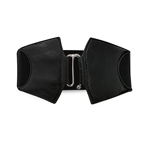 LumiSyne Damen Breit Elastischer Gürtel Ledergürtel Stretch Taillengürtel Legierung Haken Schnalle Design Gummiband Vintage Hüftgurt Für Anzugkleid Kleid Hemd von LumiSyne