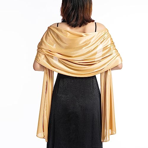 LumiSyne Damen Seidiger Satin Schal Und Wickeltuch Für Abendkleider Einfarbig Leicht Lange Schals Elegant Festlich Stola Wickel Für Braut Brautjungfer Hochzeit Abschlussball Party, 200×70cm von LumiSyne