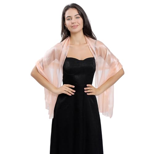 LumiSyne Damen Seidiger Schal Und Wickeltuch Für Abendkleider Funkelnde Irisierend Schal Leicht Sheer Lange Schals Festlich Stola Schultertuch Für Braut Brautjungfer Hochzeit Abschlussball Party von LumiSyne