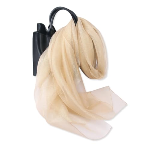 LumiSyne Doppellagiger Organza Seiden Schal Damen Glitzer Schals Und Wraps Für Abendkleid Einfarbig Mit Goldfaden Leicht Transparent Tüll Herrlich Stola Für Braut Hochzeit Abschlussball Abend Party von LumiSyne