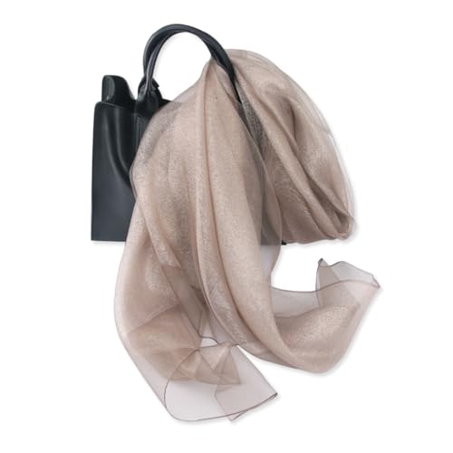 LumiSyne Doppellagiger Organza Seiden Schal Damen Glitzer Schals Und Wraps Für Abendkleid Einfarbig Mit Goldfaden Leicht Transparent Tüll Herrlich Stola Für Braut Hochzeit Abschlussball Abend Party von LumiSyne