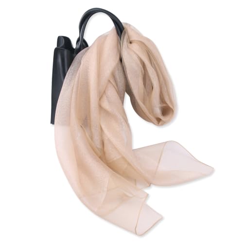 LumiSyne Doppellagiger Organza Seiden Schal Damen Glitzer Schals Und Wraps Für Abendkleid Einfarbig Mit Goldfaden Leicht Transparent Tüll Herrlich Stola Für Braut Hochzeit Abschlussball Abend Party von LumiSyne