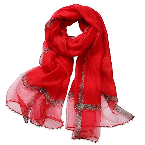 LumiSyne Frühling Seiden Chiffon Schal Damen Einfarbiger Halstücher Mode Seide Mit Tüll Perlen Dekoration Langer Seidentuch Sonnenschutz Schals Tücher Stola LumiSyne Frühling Seiden Chiffon Schal Damen Einfarbiger Halstücher Mode Seide Mit Tüll Perlen Dekoration Langer Seidentuch Sonnenschutz Schals Tücher Stola von LumiSyne
