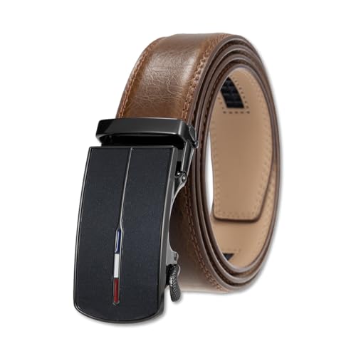 LumiSyne Herren Ledergürtel Ratsche Automatikschließe Verstellbar Komfortabel Tragen 5 Längen Verfügbar 35mm Breit Lässiger Business Stil Breite Gürtel Für Jeans Hosen Anzug Hemd von LumiSyne