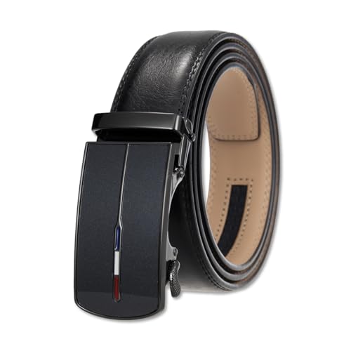 LumiSyne Herren Ledergürtel Ratsche Automatikschließe Verstellbar Komfortabel Tragen 5 Längen Verfügbar 35mm Breit Lässiger Business Stil Breite Gürtel Für Jeans Hosen Anzug Hemd von LumiSyne