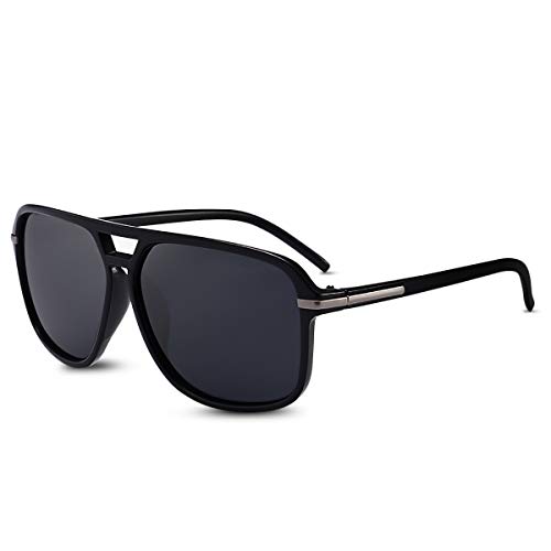 LumiSyne Herren Polarisiert Fahren Sonnenbrille Ultra Leicht Doppelte Brücke Quadratische Sonnenbrille UV 400 Schutz Sport im Freien Brillen Geschenkbox Schwarz von LumiSyne