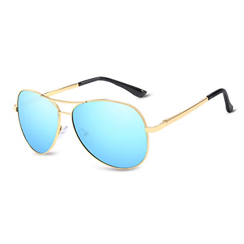 LumiSyne Herren Retro Polarisierte Sonnenbrille,Klassik Metallrahmen Fahren Gläser,Farblinsen mit Vollrand Rahmen,Draussen Reise UV 400 Schutz von LumiSyne