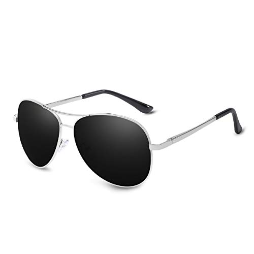 LumiSyne Herren Retro Polarisierte Sonnenbrille,Klassik Metallrahmen Fahren Gläser,Farblinsen mit Vollrand Rahmen,Draussen Reise UV 400 Schutz von LumiSyne