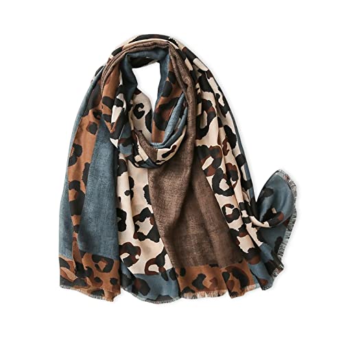 LumiSyne Leopardenmuster Schal Für Damen Mode Animal Print Baumwolle Leinen Schal Mit Fransen/Quaste Langer Große Schal Leicht Warme Schultertuch Stola von LumiSyne