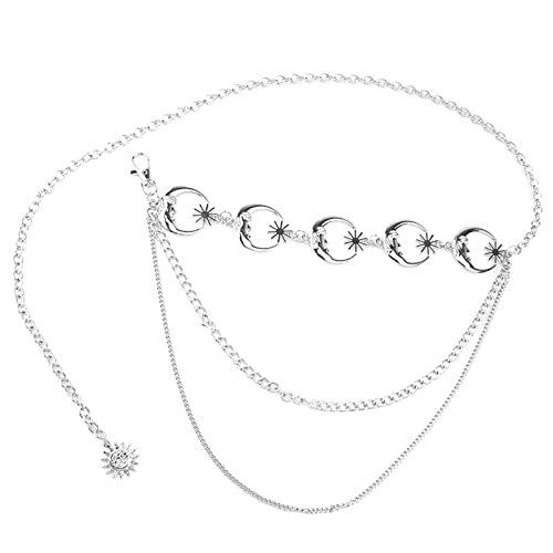 LumiSyne Mode Kettengürtel Für Damen Vintage Sonne Mond Deko Mehrschichtiger Metall Gürtel Punk Hip Hop Stil Einstellbare Länge Körperkette Taillengürtel Für Kleid Hosen Mantel Jeans von LumiSyne