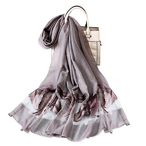 LumiSyne Mode Organza Schal Damen Exquisite Federstickerei Transparenter Tüll Leicht Weich Chiffon Seidentuch Tücher Stola Kopftuch Frühling Herbst von LumiSyne