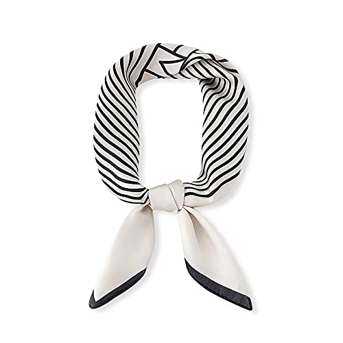 LumiSyne Mode Seidenschal Damen Klassischer Streifen Großer Quadratischer Schal 90X90 Pendeln Stil Kopftuch Dekoration Bandana Haarband Seidig Warmer Schal von LumiSyne