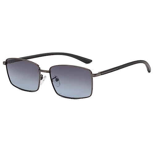 LumiSyne Retro Rechteckig Sonnenbrille Herren HD Polarisiert Linse Quadratische Metallrahmen Leicht Rechteckige Brillen UV400 Schutz Anti-Blendschutz Schatten Brille Für Reisen Fahren Angeln Outdoor von LumiSyne