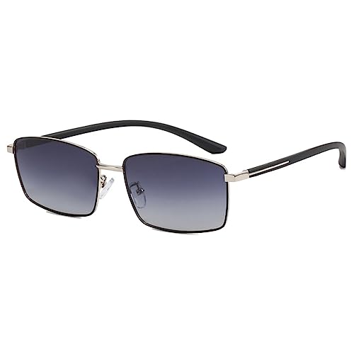 LumiSyne Retro Rechteckig Sonnenbrille Herren HD Polarisiert Linse Quadratische Metallrahmen Leicht Rechteckige Brillen UV400 Schutz Anti-Blendschutz Schatten Brille Für Reisen Fahren Angeln Outdoor von LumiSyne