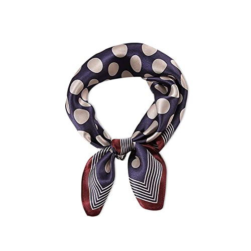 LumiSyne Retro Seidenschal Damen Klassische Polka Dots Hochwertige Satin Seide Gepunktet Quadratischer Schal Bandana Kopfschmuck Haarband Senior Zubehör von LumiSyne