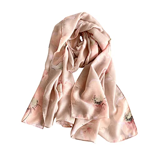 LumiSyne Schal Fischgrätmuster Damen Blume Schmetterlings Gedruckt Baumwollschal Lange Weich Schal Frauen Leichte Halstücher Stola Sonnencreme Schultertuch Frühling Sommer Strand von LumiSyne