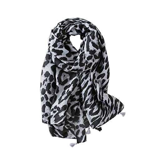 LumiSyne Schal Für Damen Mode Leopard Animal Print Klassisches Vintage Schal Baumwolle Leinen Mit Fransen/Quaste Langer Warme Halstücher Sonnencreme Stola Ganzjährig von LumiSyne